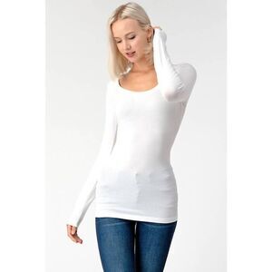 Heart & Hips Scoop Neck Basic Long Sleeve Tee